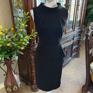 Calvin Klein | black peplum fold over collar dress | size 6